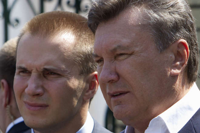 Ukrainian President Viktor Yanukovich is pictured with his son Oleksander